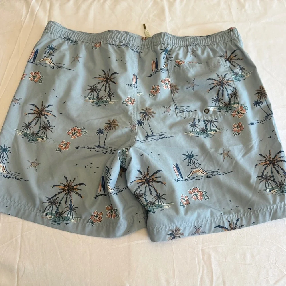 Sonoma Goods For Life Mens XL Swim Trunks Blue Tropical Palm Tree Surfboard XL